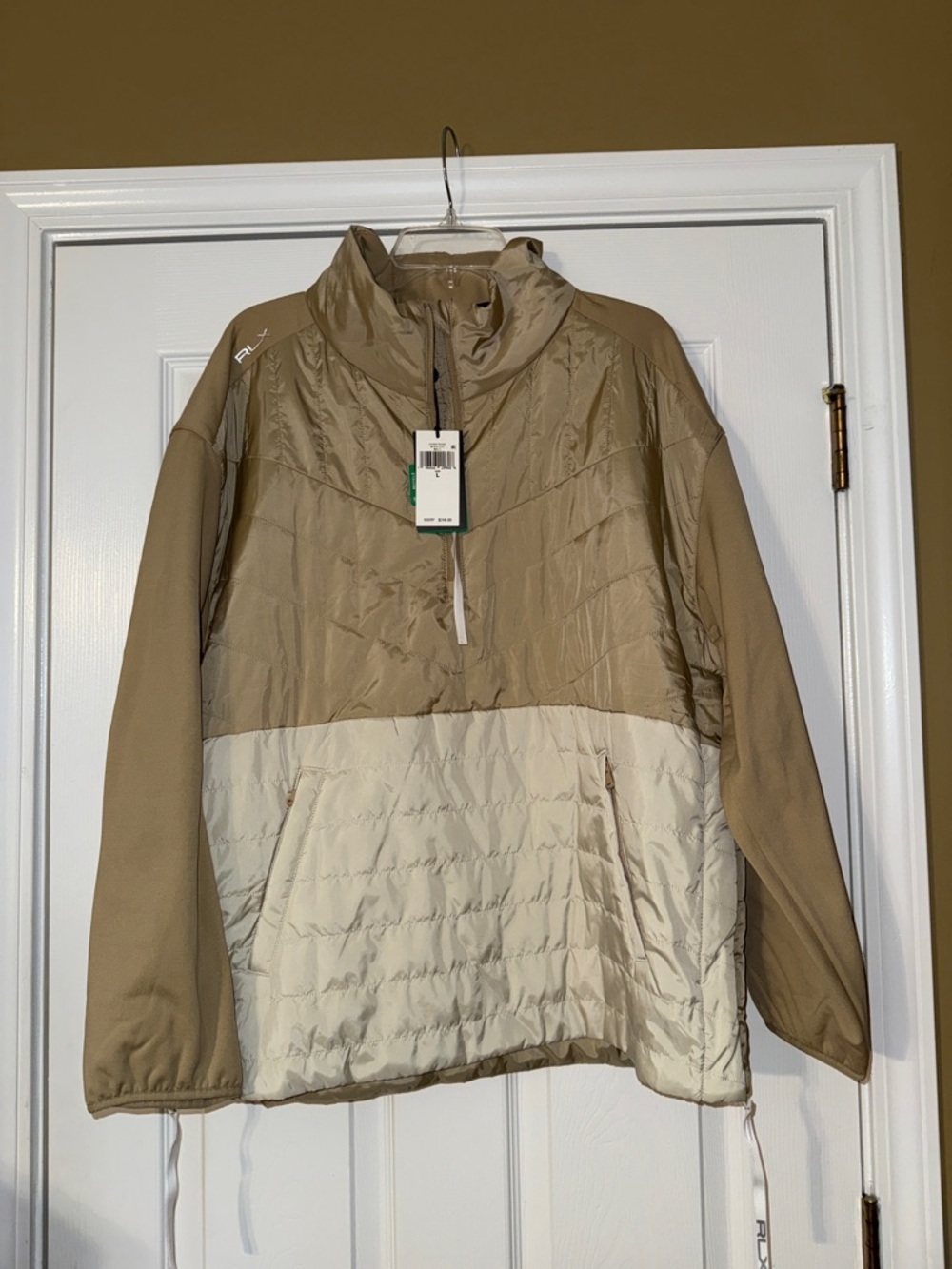 RLX Ralph Lauren Two-Tone Tan and Cream Pullover Jacket